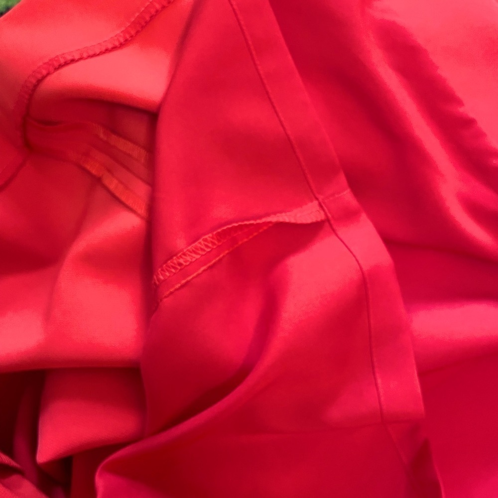Milly Red Sleeveless A-Line Dress Square Neck Peplum Asymmetrical Ruffle Size 6 - Picture 8 of 13